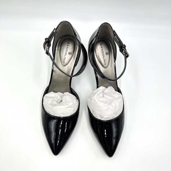 Bandolino Womens Size 8 Ginata Black Vegan Patent‎ D'Orsay Heels Pumps Shoes - Picture 3 of 14
